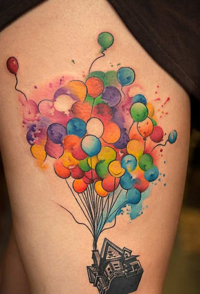 Colourful balloon tattoo from aliens tattoo studio in Mumbai